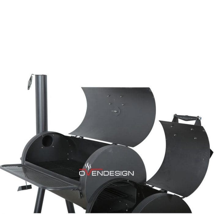 Black Trolley Charcoal Barbecue BBQ Smoker Grill with Offset Smoker