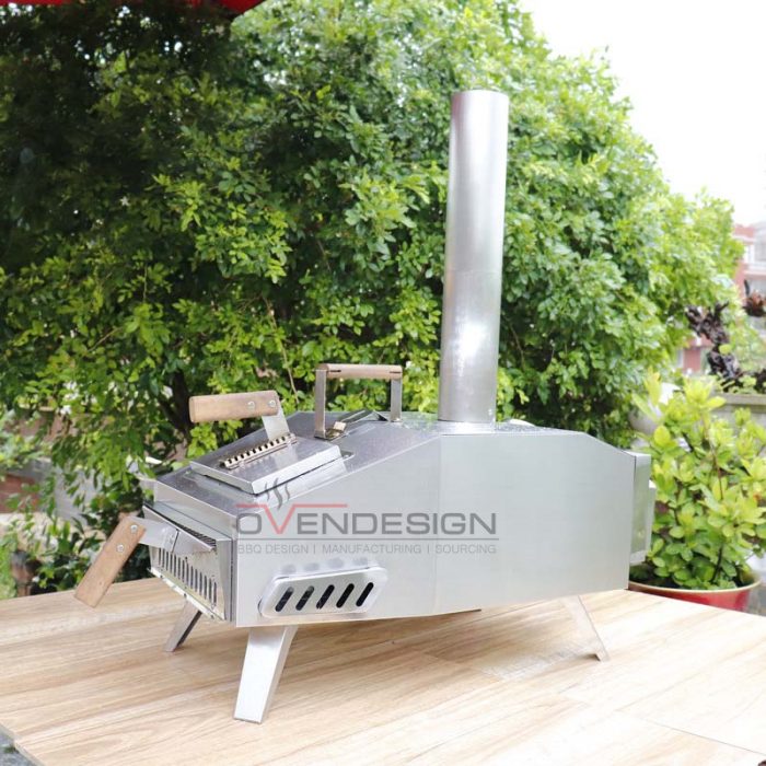 Portable Wood-Fired Outdoor Pizza Oven Rear Heating With Pull-Out Drawer