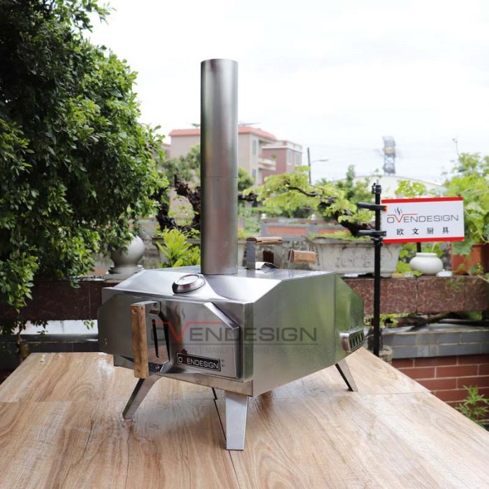 Portable Wood-Fired Outdoor Pizza Oven Rear Heating With Pull-Out Drawer