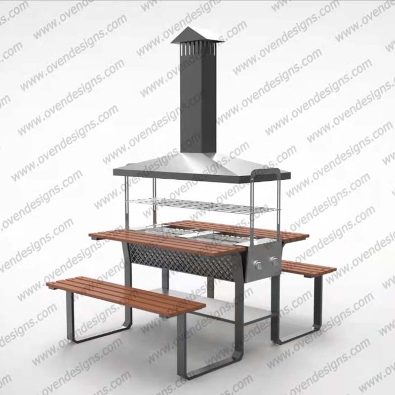 Combined Type Infrared Gas Oven BBQ Grill With Table And Chair