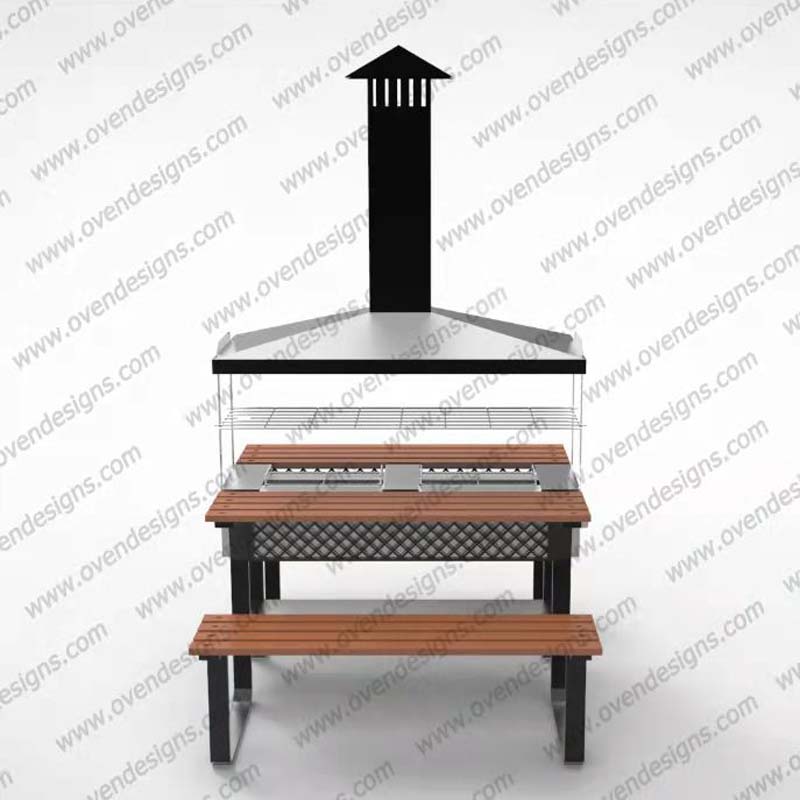 Combined Type Infrared Gas Oven BBQ Grill With Table And Chair